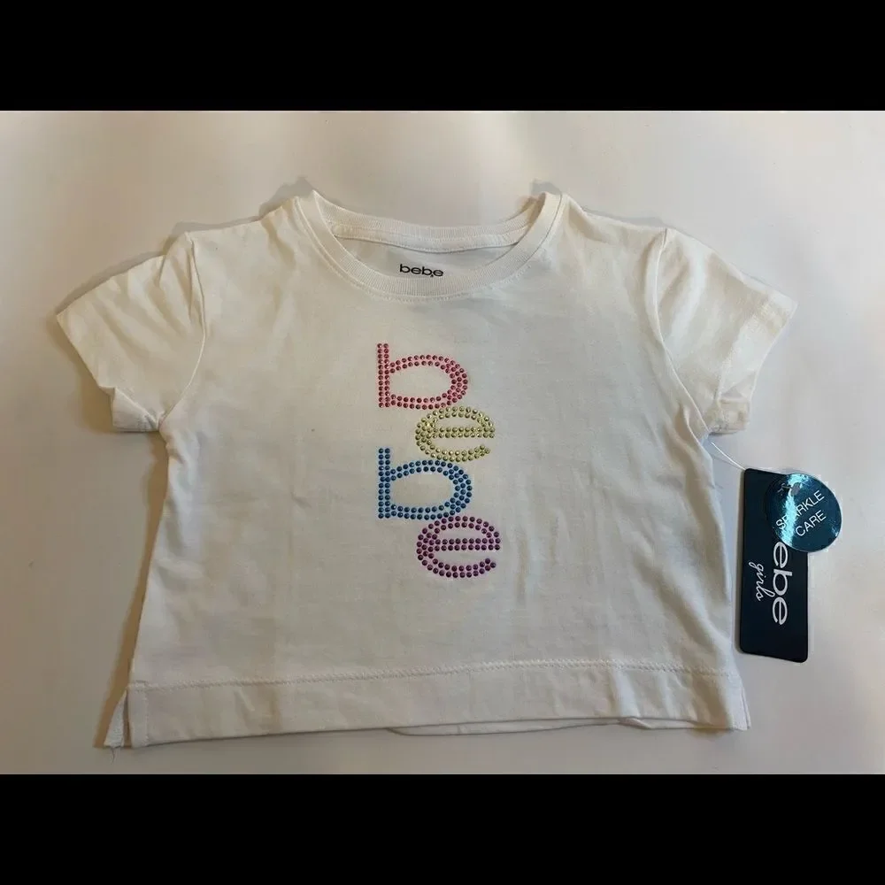 🎀BeBe Girls Bejeweled sparkle T -Shirt short sleeve 4T